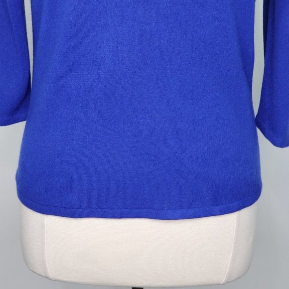 Luxe 360 Cobalt Blue Petite Sweater with Bling Zipper at Side Neck NEW Size XLP - Picture 6 of 15